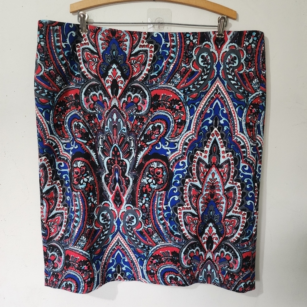 Talbots Blue Large Paisley Print Skirt